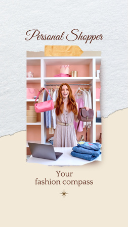 Elegantní nabídka služeb Shopper s příklady šatních skříní Instagram Video Story Šablona návrhu