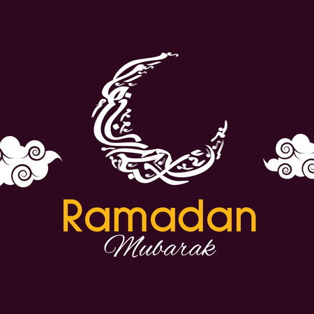 Měsíc a mraky pro ramadánový pozdrav Instagram Šablona návrhu
