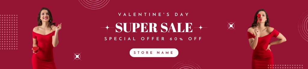 Designvorlage Super Sale on Valentine's Day für Ebay Store Billboard