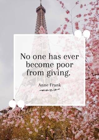 Quote about Charity with Eiffel Tower Poster Design Template