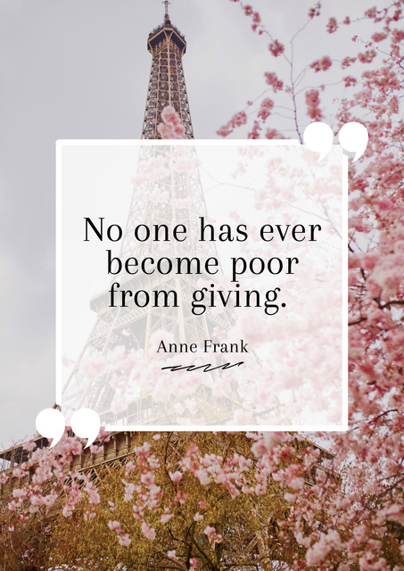 Quote about Charity with Eiffel Tower Poster Design Template