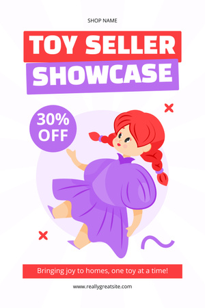 Toy Seller Showcase with Doll Pinterest Design Template