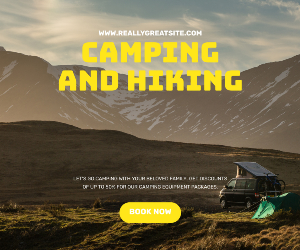 Camping and Hiking Ad Medium Rectangle Tasarım Şablonu