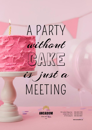 Υπηρεσίες διοργάνωσης πάρτι γεμάτες διασκέδαση με νόστιμο γλυκό κέικ Poster Πρότυπο σχεδίασης