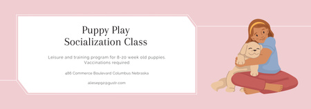 Template di design Corso di socializzazione per cuccioli con Cane in rosa Tumblr