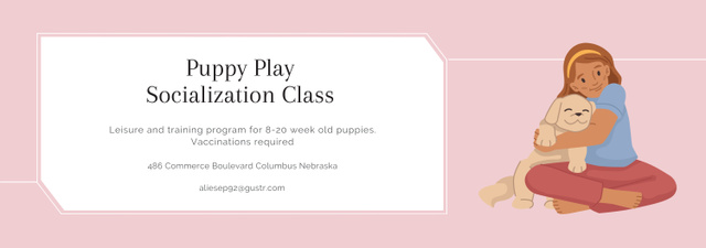 Designvorlage Puppy socialization class with Dog in pink für Tumblr