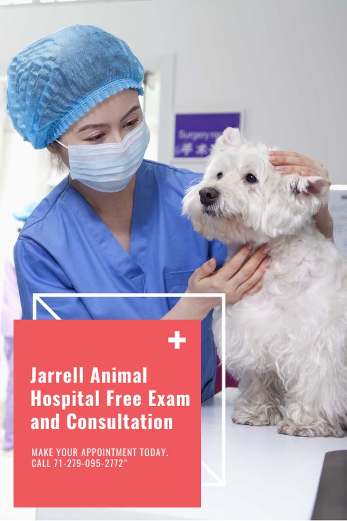 Plantilla de diseño de Doctor is Holding Dog in Vet Clinic Tumblr 