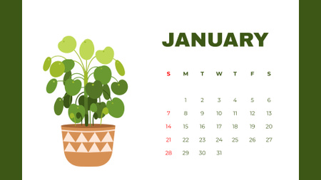 Növények virágcserépben illusztrációja Calendar tervezősablon