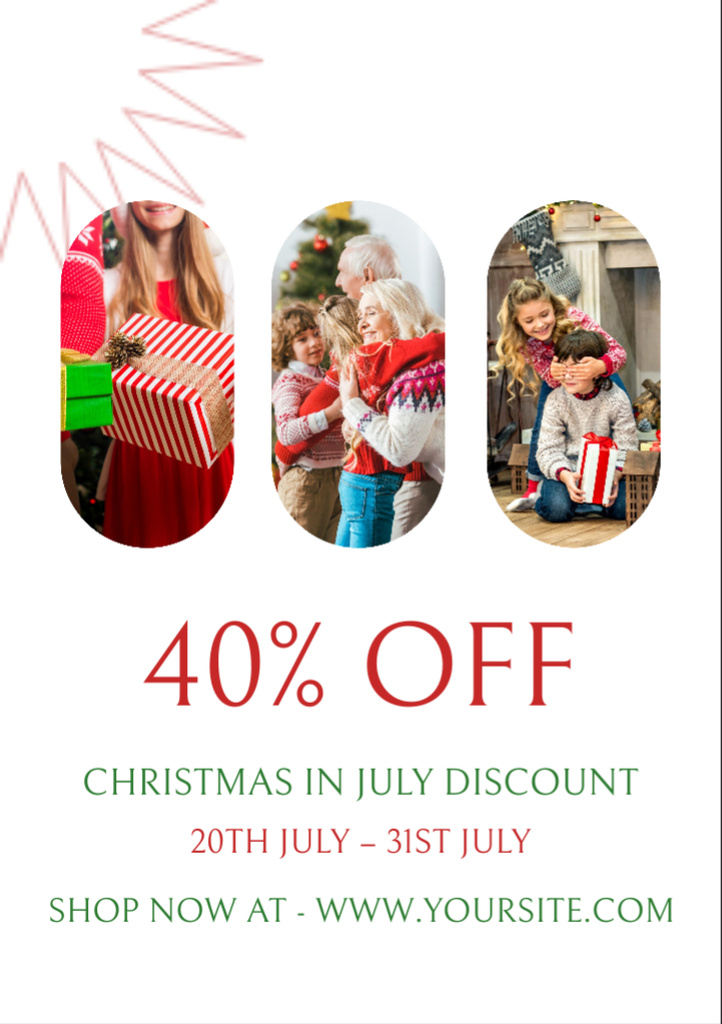 Designvorlage Christmas Discount in July with Happy Family für Flyer A7