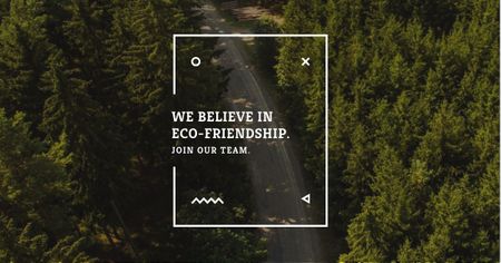 Designvorlage Eco-friendship concept in forest background für Facebook AD