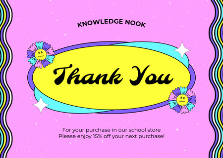 School Supplies Discount Announcement with Cute Flowers Card Design Template