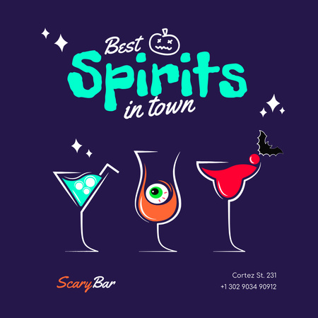 Funny Bar Promotion with Spooky Cocktails Instagram Design Template