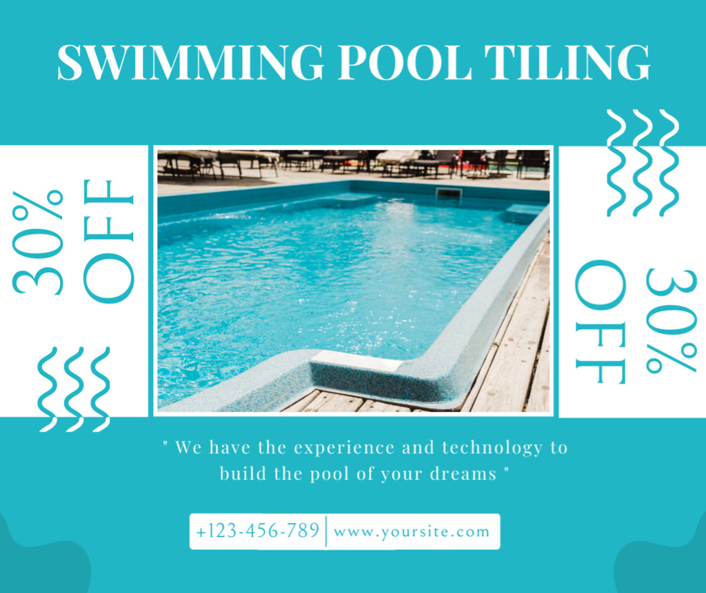 Pool Maintenance and Tiling Discount Offer Facebookデザインテンプレート