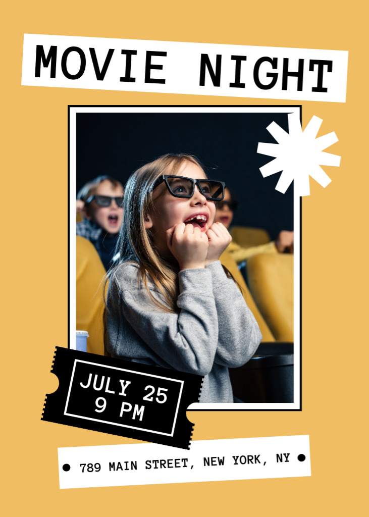 Movie Night Event Announcement Invitation tervezősablon