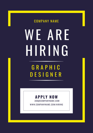 Graphic Designer Hiring Announcement from Company Poster 28x40in Design Template