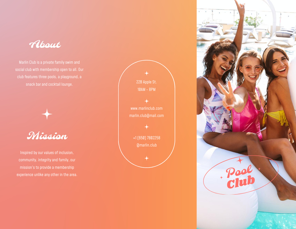 Women resting in Pool with Beverages Brochure 8.5x11in – шаблон для дизайна
