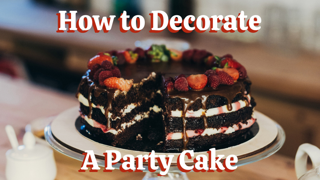 How to Decorate a Party Cake Youtube Thumbnail Design Template