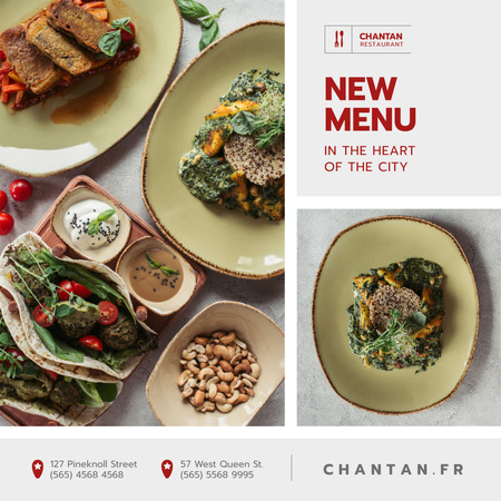 Template di design offerta ristorante con gustosi piatti Instagram