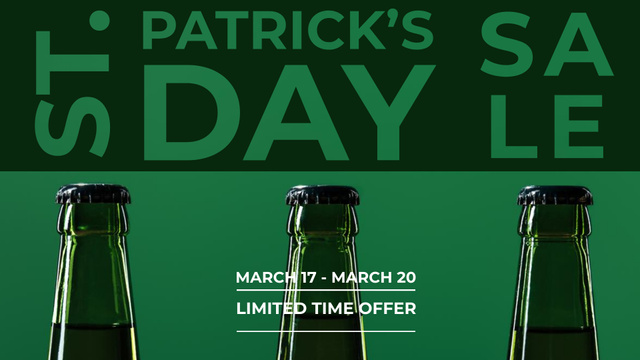 St.Patricks Day Sale with bottles of Beer FB event cover Design Template