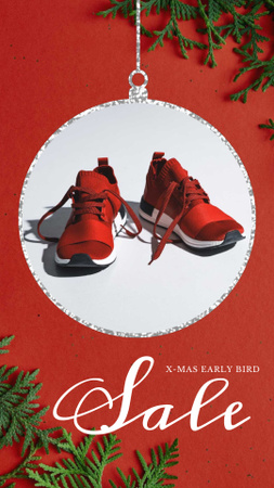 Xmas Offer Sport Shoes in Red Instagram Video Story Πρότυπο σχεδίασης