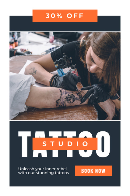 Ontwerpsjabloon van Pinterest van Stunning Tattoo Artist Service With Discount In Studio
