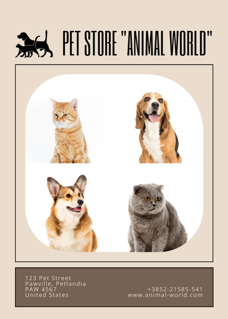 Plantilla de diseño de Pet Store's Assortment and Services Flayer 