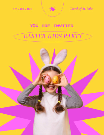 Let's Play at Easter Party for Kids Flyer 8.5x11in Tasarım Şablonu