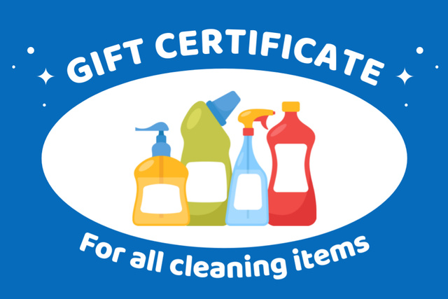 Plantilla de diseño de Cleaning Items and Supplies Sale Gift Certificate 