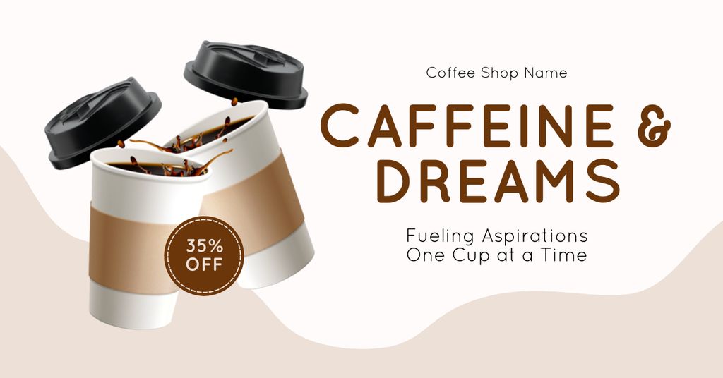 Ontwerpsjabloon van Facebook AD van Full-bodied Coffee With Discounts In Paper Cups