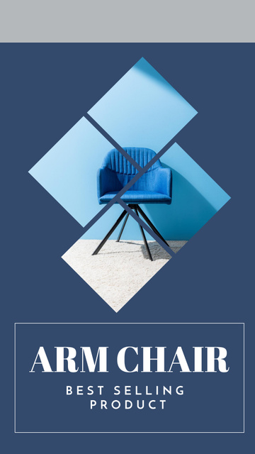 Designvorlage Furniture Offer with Cozy Armchair on Blue für Instagram Story