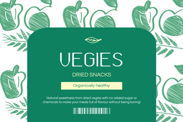 Dried Vegetarian Snacks Label tervezősablon