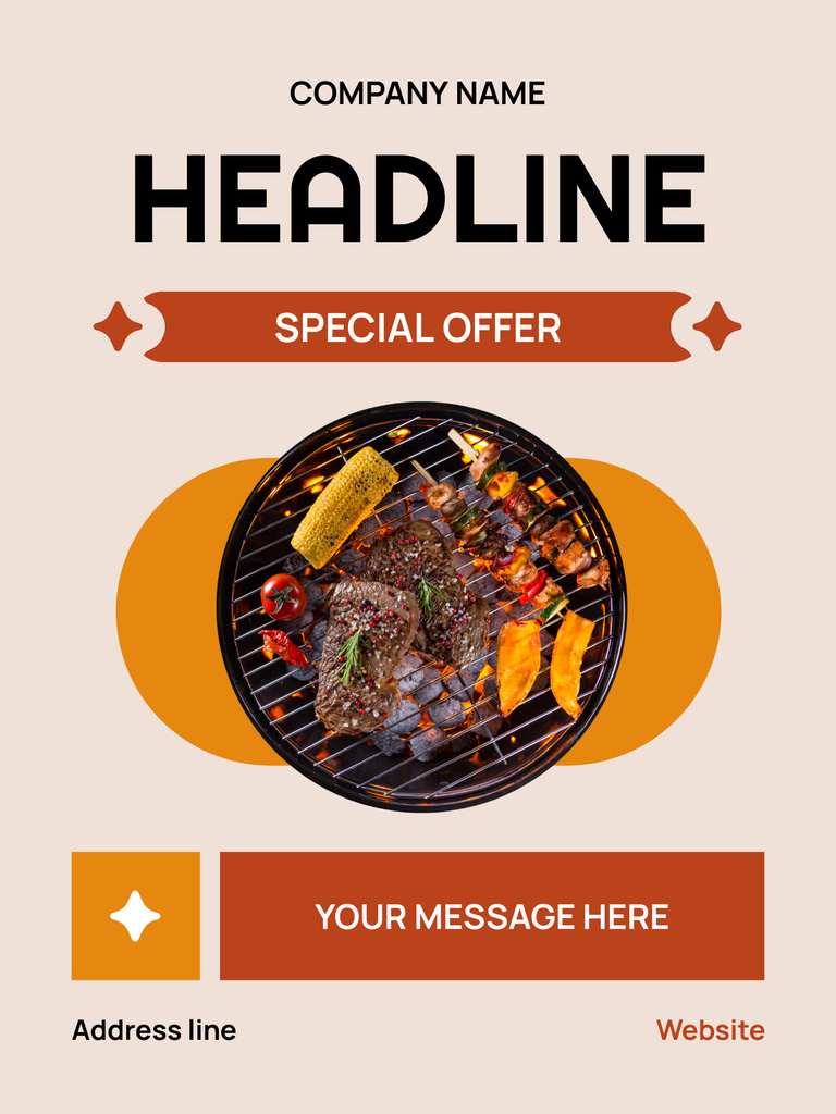 Special Offer with Tasty Grilled Food Poster USデザインテンプレート