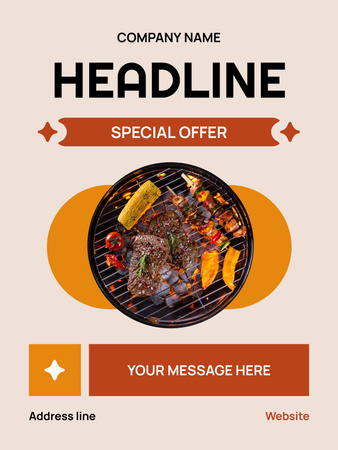 Special Offer with Tasty Grilled Food Poster US Design Template