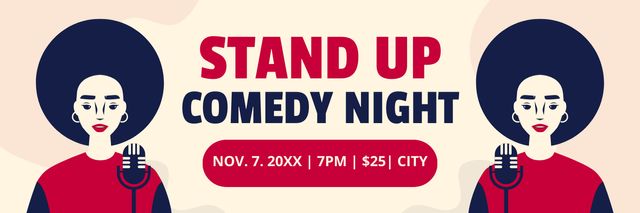 Stand-up Show Ad with Illustration of Woman Performer Twitter – шаблон для дизайна