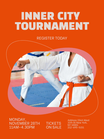 Karate Tournament Announcement Poster US Design Template