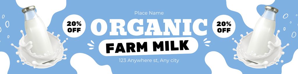 Discount on Organic Farm Milk Twitter Šablona návrhu