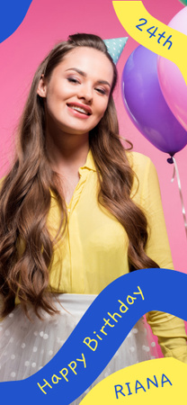 Plantilla de diseño de Saludos de cumpleaños para mujer joven Snapchat Moment Filter 