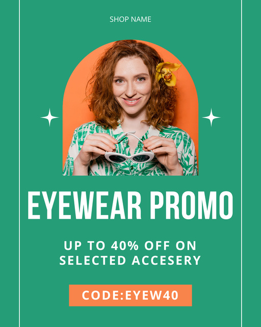 Designvorlage Offer of Bog Discount on Selected Eyewear Item für Instagram Post Vertical
