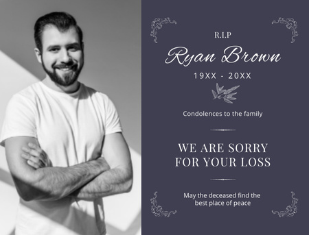 Condolences Message to the Family Postcard 4.2x5.5in Design Template