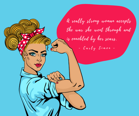 Pin up woman illustration with quote text Facebook Design Template