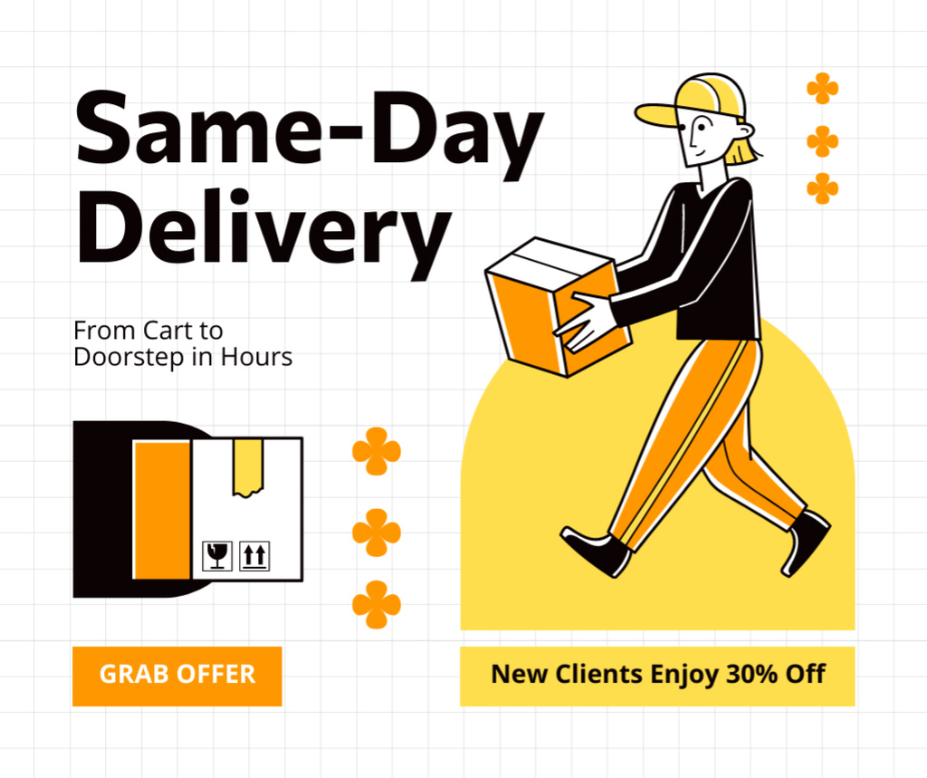 Same-Day Delivery Services Offer Facebook Design Template