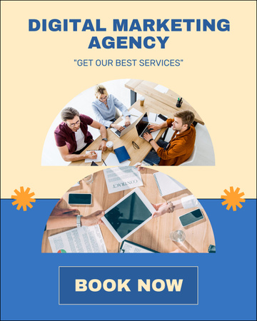 Digital Marketing Agency Services with Colleagues in Meeting Instagram Post Vertical Design Template