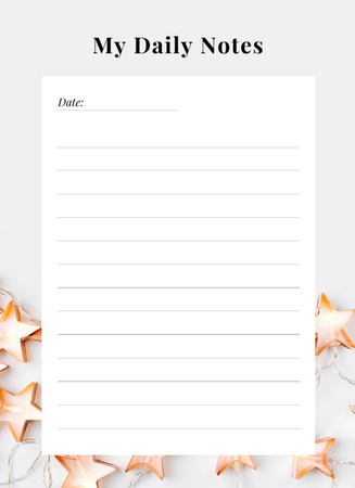 Daily Notes with Festive Garland and Bright Stars Notepad 4x5.5in Design Template