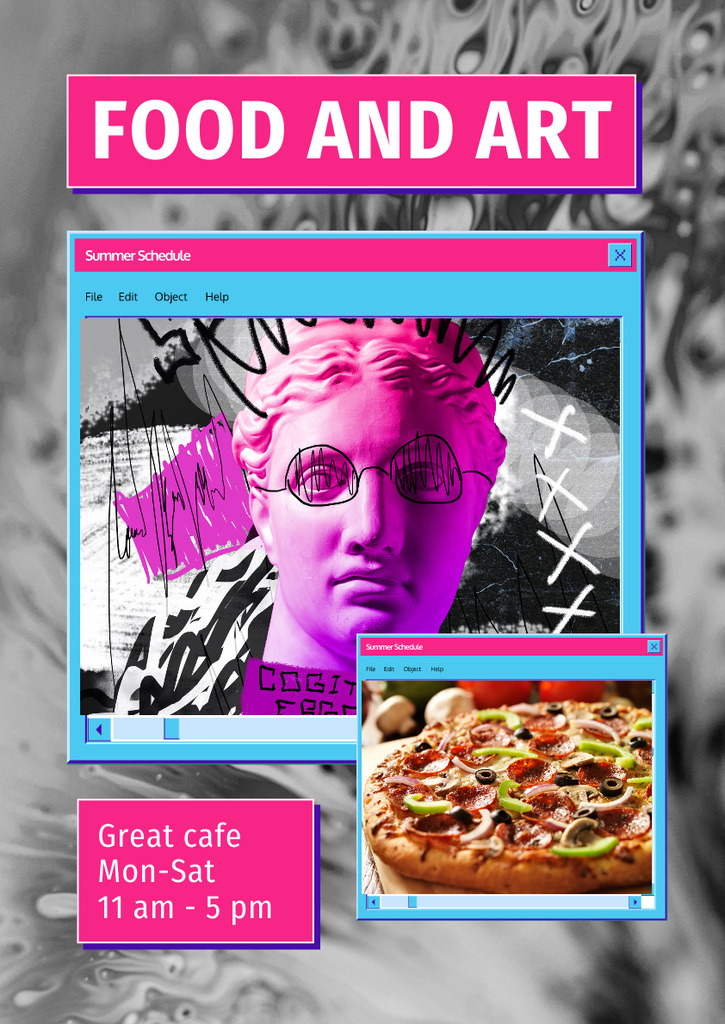 Psychedelic Ad of Art Cafe Poster A3 Šablona návrhu