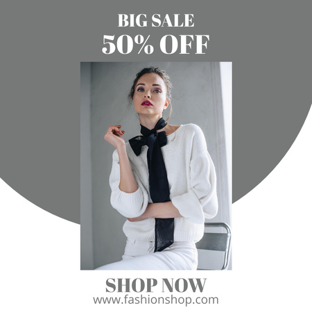 Big Sale Announcement with Attractive Woman Instagram Design Template