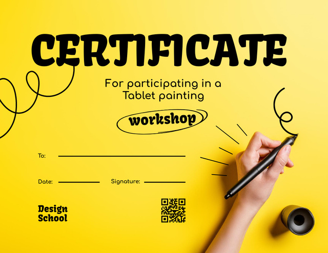 Tablet Painting Workshop Award Certificate – шаблон для дизайна