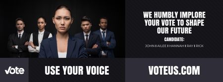 Election Campaign with Serious Young People Facebook cover Design Template