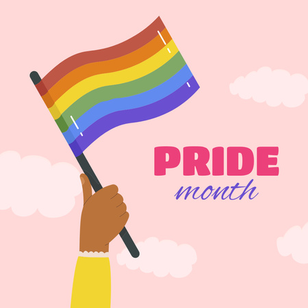 Rainbow Colorful Flag on Pride Month Instagram Design Template