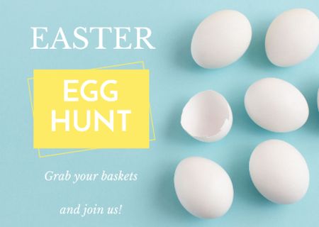 Egg Hunt Invitation Easter with Eggs Shells Postcardデザインテンプレート