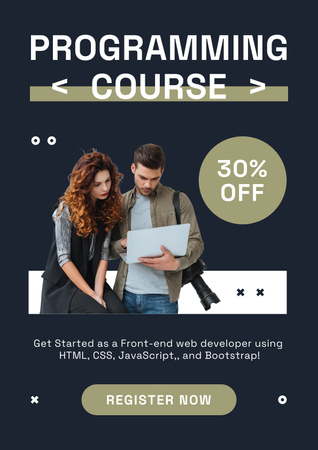 Man and Woman on Programming Course Poster Design Template